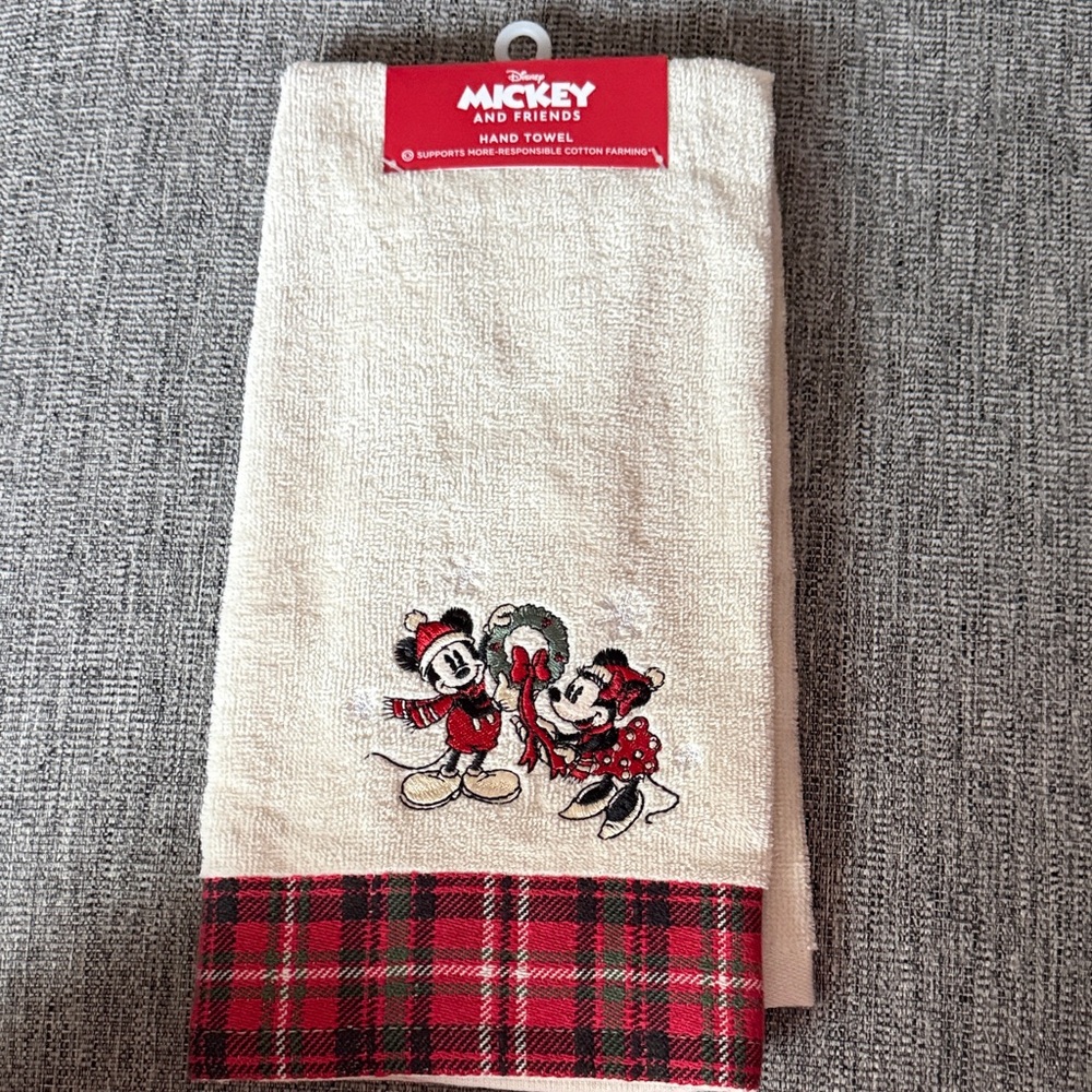 Disney Mickey & Minnie Hand Towel - Cream and Red NWT